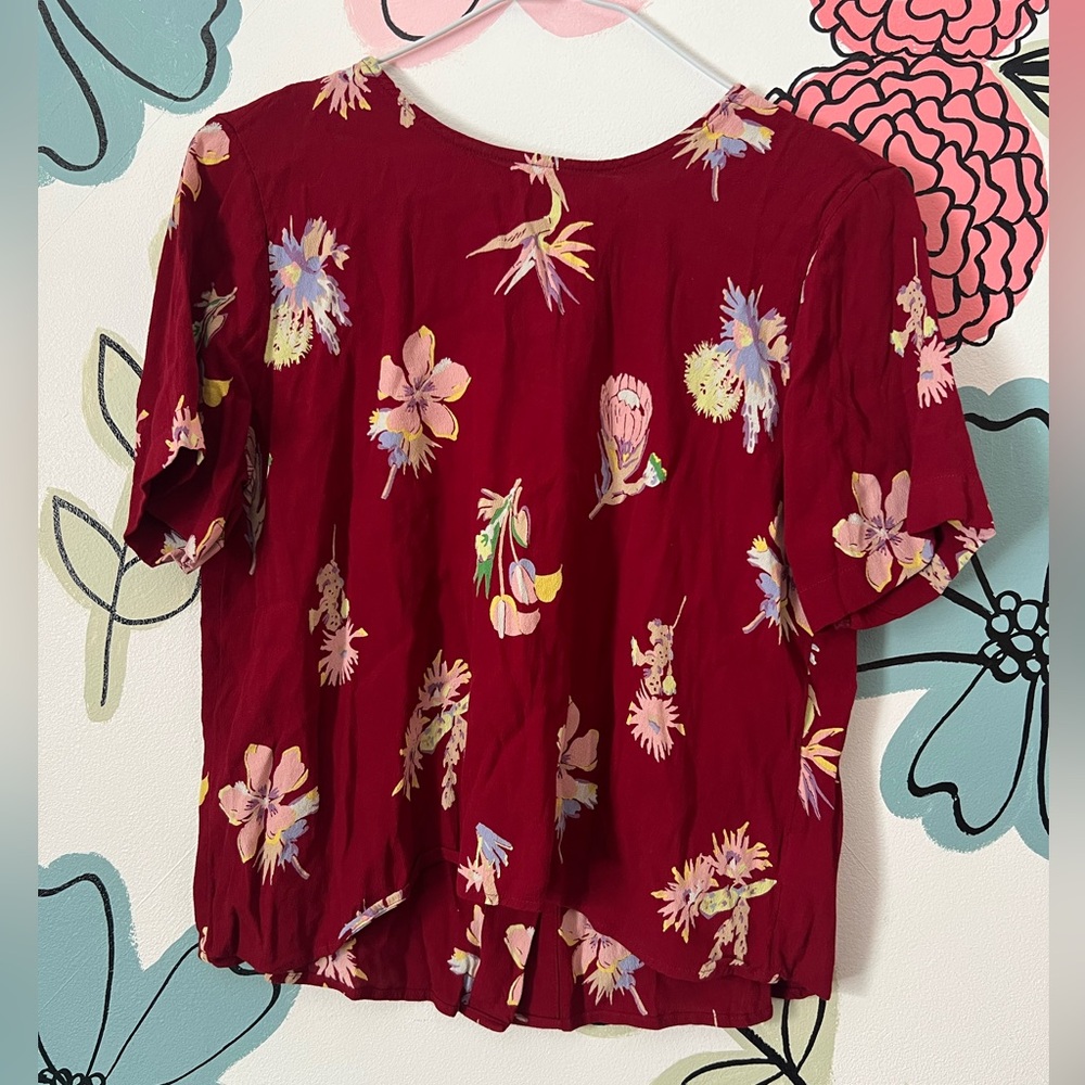 Madewell Birds of Paradise back button blouse